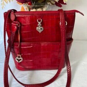 Brighton EUC red croc embossed leather shoulder bag